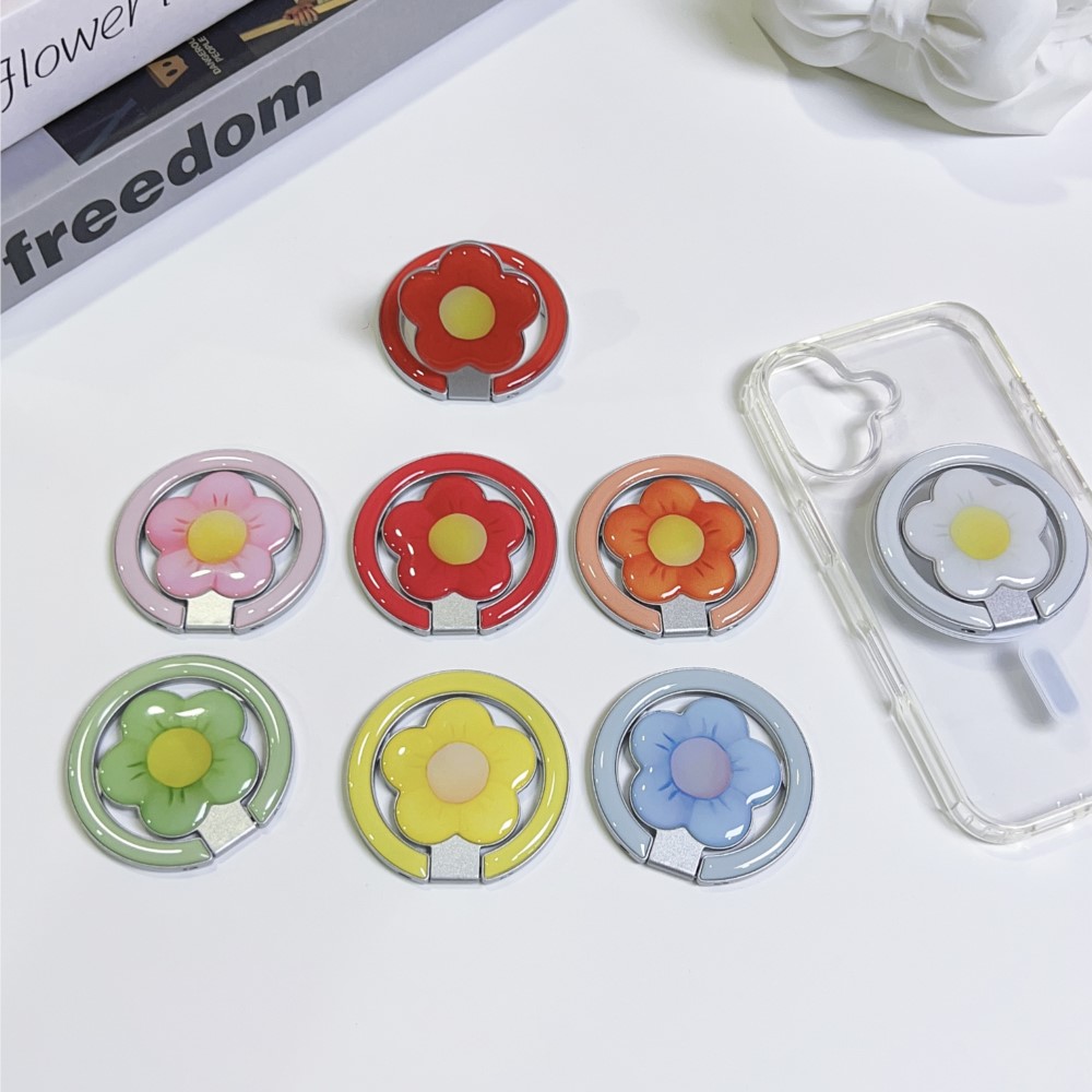 Phone Accessories Ring - Flower Magnetic Foldable Kickstand Phone Ring
